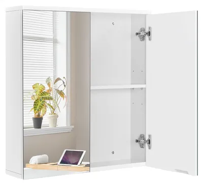Produktbild von Yaheetech Badezimmerschrank mit 2 Spiegeltüren Hängeschrank Spiegelschrank fürs