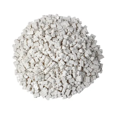 A pile of white LEGO bricks.
