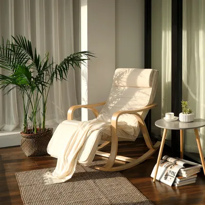 Produktbild von SONGMICS Relaxsessel Schaukelstuhl, Schaukelsessel, verstellbare Fußstütze