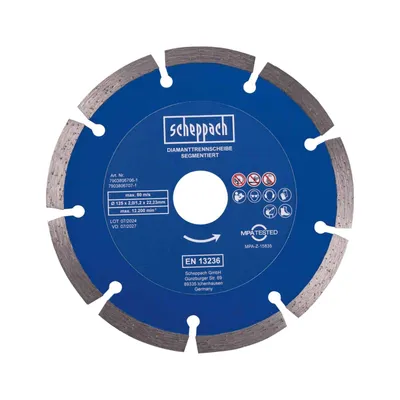 Produktbild von Scheppach Diamanttrennscheibe Mauernutfräse - 125 x 2,0/1,2 x 22,23 mm | 9 x  Segemente