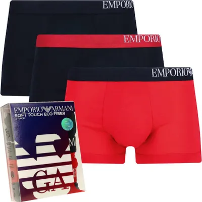 Produktbild von Emporio Armani Herren-Boxershorts, 3er-Pack, schwarz, rot, Größe S