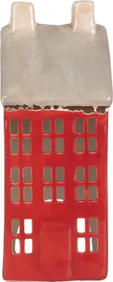 Produktbild von Clayre & Eef Teelichthalter Haus 7x7x18 cm Rot Keramik