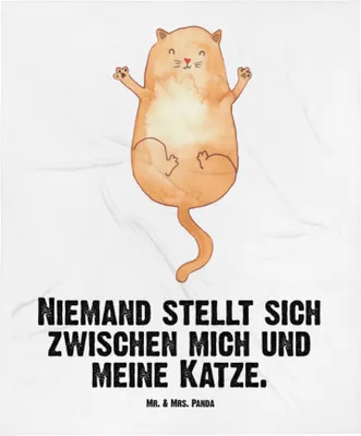 Produktbild von Mr. & Mrs. Panda Erstlingsdecke Katze Umarmen - Weiß - Geschenk, Fleecedecke, Plaid, Cat, Liebe, Schlummerdecke, Kinderdecke, Babydecke, Familie
