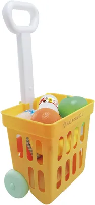 Produktbild von Spielzeug Einkaufswagen mit ausziehbarem Griff, 14 Teile, mit Zubehör, für Kinder