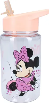 Image de Disney Minnie Mouse Bouteille 450 ml Transparent avec paille