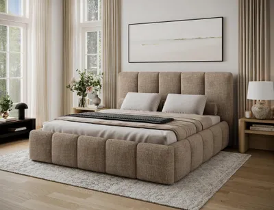 Obrázek produktu pro Manželská čalouněná postel 140x200 DOLVERO 2 - tmavě béžová
