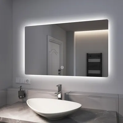 Obrázok produktu pre EMKE LED kúpeľňové zrkadlo 100x60cm s osvetlením 3 farby svetla studená biela neutrálna teplá biela Svetelné zrkadlo kúpeľňové zrkadlo s dotykovým spínačom