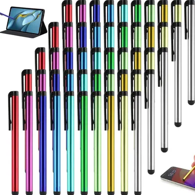 Imagen del producto de TRANKIELO® - 50 bolígrafos capacitivos - Bolígrafo táctil universal para tabletas y teléfonos inteligentes - , plateado, morado, azul claro, dorado, rosa