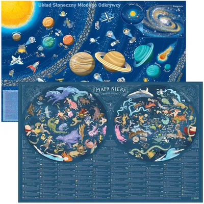 Immagine prodotto di Tappetino double-face - Mappa del cielo e del sistema solare