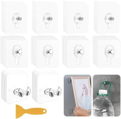 Produktbild von 80 Stück Klebeschrauben ohne Bohren, Klebe Schrauben Transparent, Selbstklebende Schraubstange Wandbefestigung für Badezimmer Duschraum Küche Abstellraum