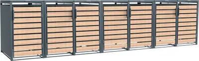 Produktbild von Westmann Metall Mülltonnenbox Lacina 7x240 L Anthrazit/Holzoptik 80x464x116 cm