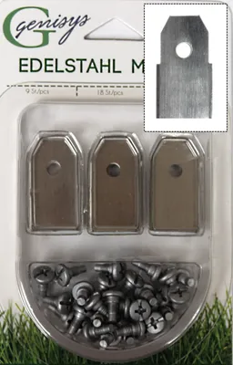 Produktbild von 30x Ersatz Messer Klingen kompatibel mit Yardforce ® Mähroboter (NEUE FORM HQ 2018 - longlife - 0,60 mm) + 30x ELOX Schrauben [DIN EN 50636 ]