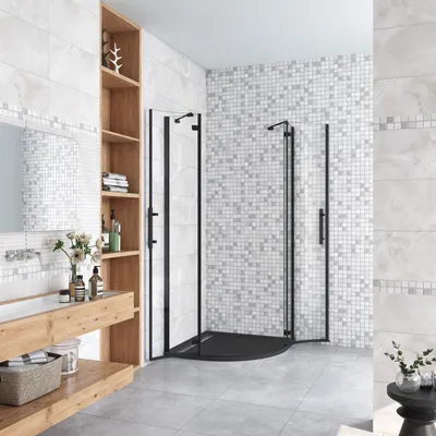 Produktbild von 90x90x195cm Viertelkreis Duschkabine Runddusche Falttür Duschwanne