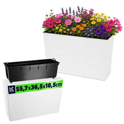 Zdjęcie produktu dla KADAX Kwietnik Doniczka Donica + Wkład Biała 19x56 cm