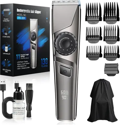 Produktbild von Haarschneidemaschine Profi, Haarschneider USB C-Ladung Trimmer Herren LED Anzeige, IPX6 Wasserdichte Präzisionstrimmer, <65 dB, Profi Barber Set