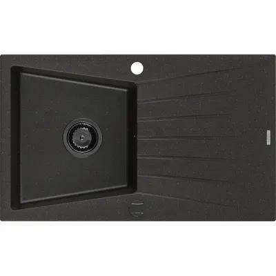 Obrázek produktu pro Mexen Cesar 1-miskový granitový dřez s odkapávačem 775 x 470 mm, Černá/Zlatá kovová, sifon Černá - 6514771010-75-B