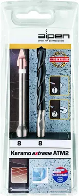 Produktbild von Alpen Keramo extreme ATM2 Keramikbohrer Ø 8 mm, 1/4" Bit Set 2tlg # ATM2 Keramo