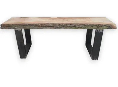 Immagine prodotto di Panchina in rovere naturale su gambe a U in acciaio Profilo in acciaio 8x4cm in colore nero