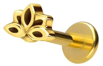 Produktbild von Ohrpiercing, Nasenpiercing Titan Labret mit Innengewinde LOTUSBLÜTE Gold Stablänge: 6mm | Stabstärke: 1,6mm