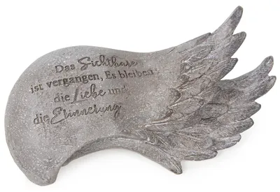 Produktbild von Engelsflügel Grabschmuck 19,5 x 10,5 x 6,5 cm frostfest Natur beige