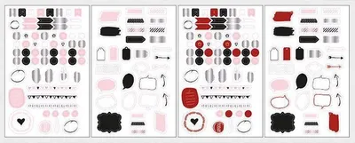 Image de Autocollants pour Bullet Journal - Blanc, rouge, noir