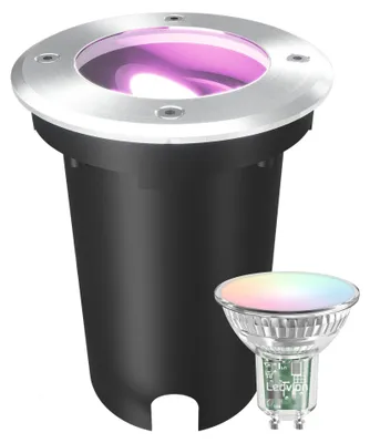 Produktbild von Ledvion LED-Bodenstrahler, Außenbereich, IP67, 4,9W, 230V, 345 Lumen, GU10, RGB, dimmbar, rund