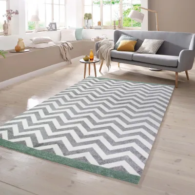 Produktbild von Teppich Skandinavisches Design in Grün Creme Grau Größe - 160 x 230 cm