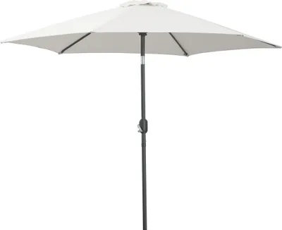 Image de Outsunny Parasol droit parasol inclinable de jardin balcon terrasse manivelle toile polyester impermšŠabilisšŠe haute densitšŠ 180 g/m? ?2,6 x 2,35H m aluminium crššme