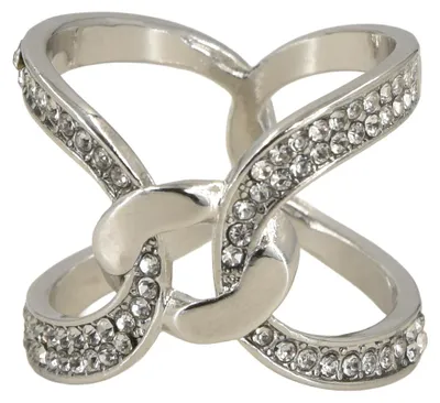 Produktbild von styleBREAKER Schalring Schalhalter Knoten Design mit Strassoptik | versilbert oder vergoldet | eleganter Schal Clip Schmuck zum Schals Binden für leichte dünne Schals und Tücher