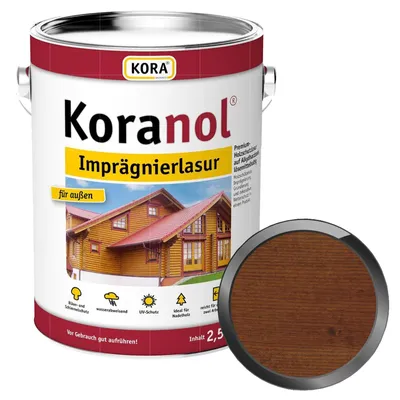 Produktbild von KORA Koranol Imprägnierlasur 2.5 Liter Nussbaum