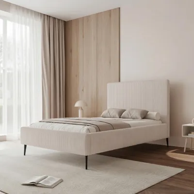 Obrázek produktu pro Čalouněná postel BONZO II 120x200, vanilková kordová látka, s úložným prostorem a roštem