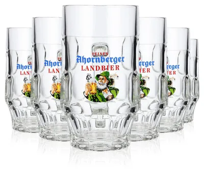 Produktbild von 6x Ahornberger Bier Glas 0,5l Bierkrug Landbier Kontur Braumeister-Seidel