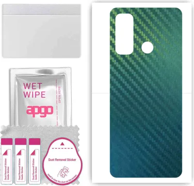 Produktbild von apgo Rückseite Schutzfolie, Skin, kompatibel mit Tecno Spark 5 Air, Hinten Displayschutzfolie aus Vinylfolie, kratzfest, einfache Montage - Kohlenstoff-Chamäleon CAKA1