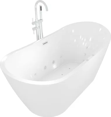 Produktbild von freistehende Badewanne Wanne F23 180cm Whirlpool Luft & Wasser mit Armatur AF04