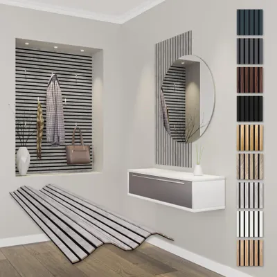 Produktbild von HEXIM Akustikpaneele 118x60cm Holz Comfort - flexible Holzpaneele Platten Lamellenwand MDF Wandpaneele Lamellenverkleidung Wandverkleidung schalldämmend (0.71m² Chicago Concrete)