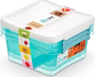 Produktbild von 3er-Set Lebensmittelbehälter 0,85 L Arctic.line quadratisch