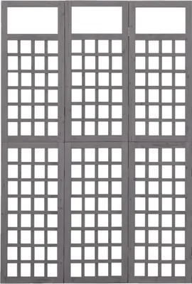 Image de vidaXL Treillis/paravent 3 pièces en bois massif de sapin gris 121x180 cm