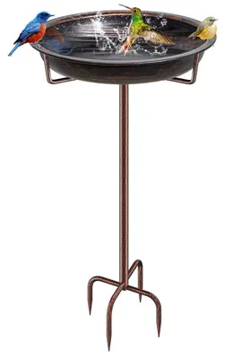 Produktbild von Vogeltränke Stehend Metall Retro Kupfer 92x27cm Frostsicher Vogelfutterspender Garten