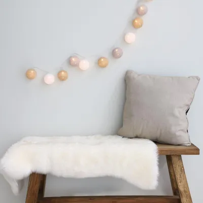 Produktbild von 12x Lichterkette mit Baumwollkugel Dekoration Beleuchtung Ambiente wohnen Licht