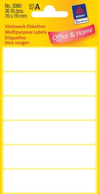 Obrázek produktu pro Avery Multipurpose Labels, White 76 x 19, 76 x 19, 36 kusů