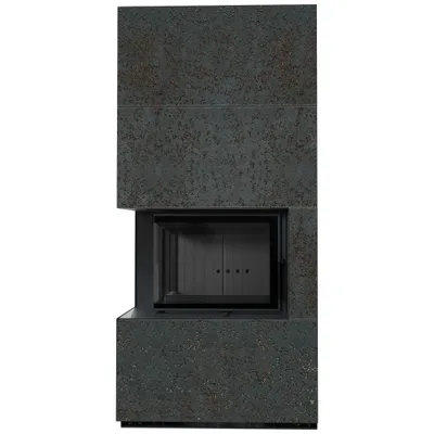 Produktbild von Kaminbausatz KRATKI FLOKI BOX links 8 kW Ø 160 Quarzsinter OXIDE NERO schwarz Verkleidung
