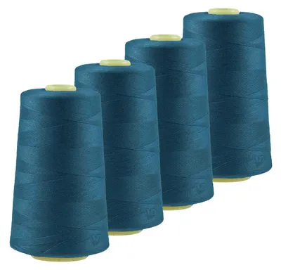 Produktbild von 4 x 4572m Qualitäts Overlock-Garn Overlock-Nähgarn  Farbe 821 - 860, Farbe:A824 dunkles azurblau