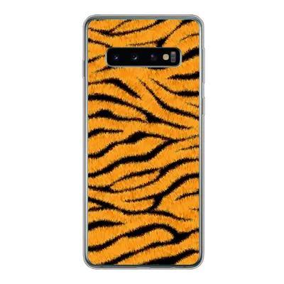 Produktbild von MuchoWow® Handyhülle Schutzhülle Hülle für Samsung Galaxy S10 Tigerdruck - Orange - Schwarz Silikon Softcase Handy Hülle - Handytasche