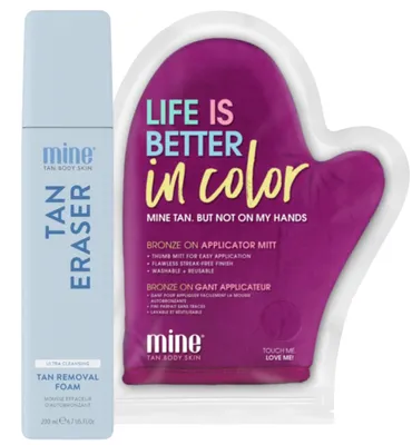 Produktbild von Minetan Eraser Selbstbräuner Entferner Schaum 200 ml mit Handschuh, Reinigung für Gesicht und Körper