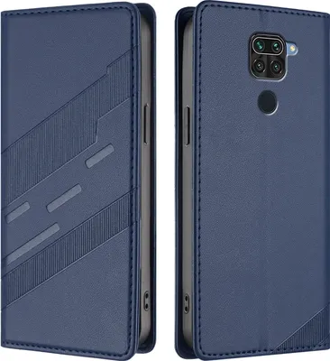 Produktbild von Hülle für Xiaomi Redmi Note 9, Kunstleder Brieftaschen Handyhülle mit Kartenfach und Standfunktion Blau