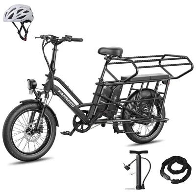 Produktbild von E-Bike für zwei Kinder mit Doppelakku & Kindersitz – Longtail-Pedelec mit 25 km/h und 170 km Reichweite - Schwarz