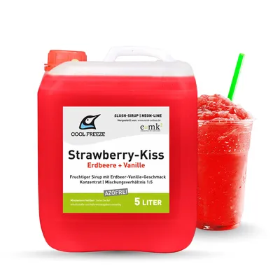 Produktbild von Strawberry Kiss Slush-Sirup Eis (Erdbeere-Vanille) | Neon-Line | Konzentrat 5 L Azofrei |  direkt vom Hersteller