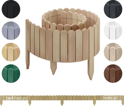 Zdjęcie produktu dla be4nature Elastyczne drewniane obramowanie rabat 10 x 200 cm Beżowe Nieimpregnowane rollborder – obramowanie rabat i krawędzi trawnika