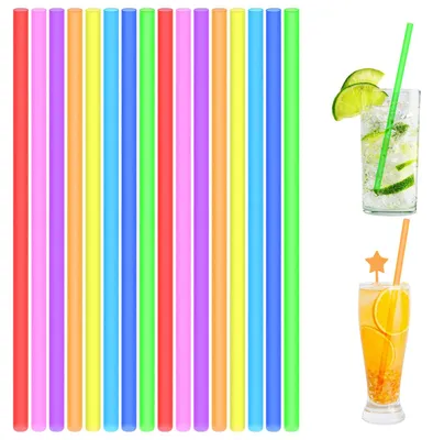 Productafbeelding van Herbruikbare plastic drinkhalers - 100 stuks, kleurrijk