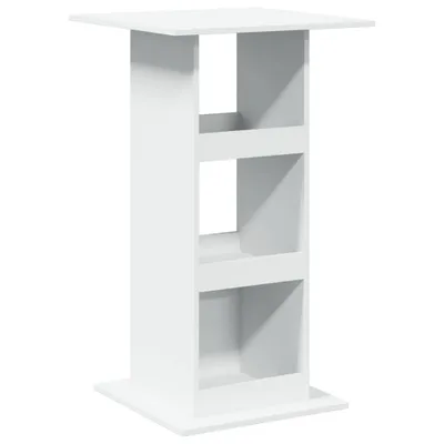 A white bar table with three shelves, shown against a white background.